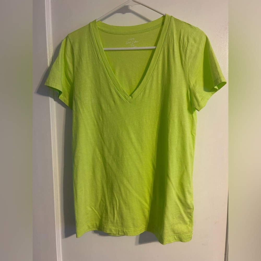 Women's V-Neck Tee - Neon Yellow - J. Crew